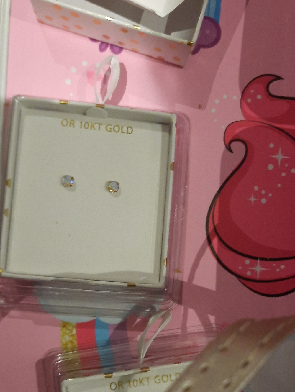 GENUINE SOLID 10K YELLOW GOLD 💛 Mystic CZ baby stud earrings or nose ring studs